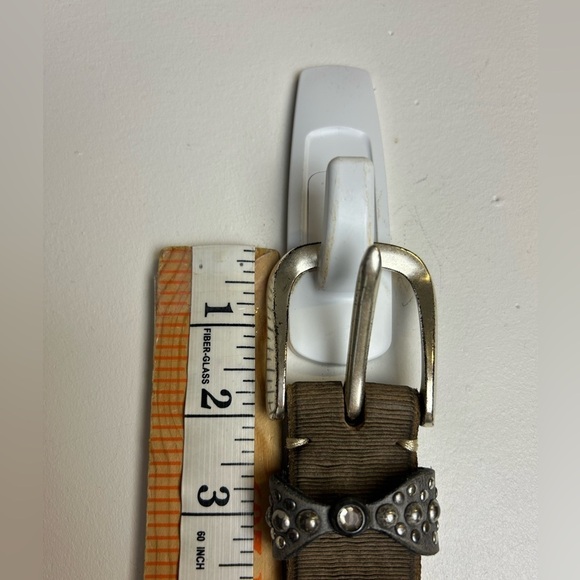 Y2k B.Belt Trim 90cm M Leather Beaded Hand made in Germany Buckle Silver BB0596 main image 11